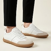 cheap Casual Lace-Up Shoes-Men's White Casual Sneakers Lace-Up Lightweight Comfort Walking Shoes Minimalist Low Top Footwear for Daily Wear, Travel, Weekend Outings and Smart Casual Style
