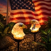 voordelige 250e Jubileumverlichting-2 stuks adelaar solar tuinverlichting, Amerikaanse vlag LED-prikkers voor buiten, 250e jubileum, 4 juli, Onafhankelijkheidsdag, waterdichte Amerikaanse vlag, geschikt voor tuin, terras, gazon, pad en feestelijke decoratie.