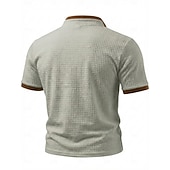 abordables Polo Classique pour Hommes-Homme Chemises Polo Gaufre Texturé Occasionnel Vacances Revers Zip quart Manche Courte Mode Basique Uni Bloc de Couleur Printemps &amp; Été Été Printemps Coupe régulière Noir Blanche bleu marine Kaki Gris