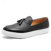 economico Mocassini casual-Mocassini da uomo in pelle intrecciata, scarpe eleganti casual senza lacci, scarpe leggere e comode per l'ufficio, i viaggi e l'uso quotidiano.