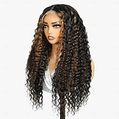 baratos Perucas de seda frontais de cabelo natural-Cabelo humano remy Frente de renda 13x6 Peruca Parte livre Cabelo Brasileiro Encaracolado Preta Ruivo Peruca 180% Densidade do Cabelo Cabelo com Luzes / Reflexos Para Feminino Longo Perucas de Cabelo
