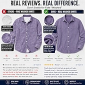 abordables Camisas informales elegantes para hombre-Camisa de Hombre SoftFade™ Camisa Casual Camisa 100% Algodón Camisa de Lavado Ácido Camisa de Lavado Ácido Azul Negro Verde Claro Burdeos Azul Marino Manga Larga Camisa Sencilla Cuello Casual Diario