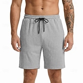 cheap Casual Shorts-Men's Shorts Summer Shorts Beach Shorts Casual Shorts Jacquard Pocket Elastic Waist Plain Comfort Breathable Knee Length Outdoor Beach Vacation Vacation Fashion Khaki Black Micro-elastic
