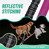 abordables Collares, Arnés y Correas-2pcs Dual Dog Leash Attachment - Double Leashes for Training Small to Large Dogs - Adjustable Strap Shock Absorbing Bungee Leashes