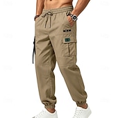economico Pantaloni cargo-Per uomo Pantaloni Cargo Joggers Pantaloni Coulisse Elastico in vita Multi-tasche Tinta unica Antivento Comodità Quotidiano All'aperto Ferie Streetwear Elegante Cachi Nero Inelastico