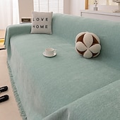 cheap Sofa Cover-Premium Chenille Sectional Sofa Towel - Elegant Solid Throw Cover - Anti-Slip Universal Furniture Slipcover for Year-Round Use