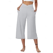 economico gamba larga e vita alta-Per donna Pantaloni capri Pantaloni da yoga Gamba larga Moda Streetwear Casual Lunghezza al polpaccio Misura del girovita medio Semplice Tasca Comodo Comodità Morbido Elasticizzato All'aperto Vacanza