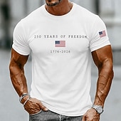  Maglietta grafica della bandiera americana patriottica del 250° anniversario degli uomini 1776 2026 a maniche corte collo rotondo top estivo per la strada