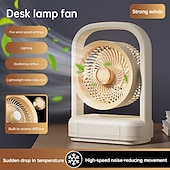 abordables Ventiladores-Ventilador de escritorio con luz y difusor de aromas, ventilador de mesa oscilante de 5 velocidades para oficina o dormitorio, ventilador USB personal silencioso con luz nocturna LED. &amp;Bandeja para