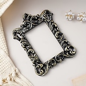 economico Cornici per foto-1PC, Black and Gold Mini Engraved Decorative Picture Frame Body, Resin Material DIY Decorative Small Item, Suitable for Photography Decoration Props, Wedding, Party and Other Scene Arrangements