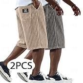 economico Pantaloncini casual-Per uomo Shorts Pantaloncini casual Pantaloncini di velluto a coste Tasca Elastico in vita Testurizzato Tinta unica Semplice Comodità Traspirante Corto Casuale All'aperto Spiaggia Vacanza Moda Bianco