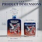  Whiskyflasche zum 250-jährigen Jubiläum der USA &Gläser-Set, patriotisches amerikanisches Dekanter-Geschenkset mit Adlerflaggen-Design, limitierte Bourbon-Scotch-Flasche und Whiskyglas (1776–2026) für