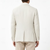 baratos Blazers Clássicos Masculinos-Masculino jaqueta leve Blazer 100% linho coquetel Praia Férias Moda Diário Verão Primavera Linho Côr Sólida Comum 2 Botões Jaqueta esporte Azul Marinha Azul Céu Bege