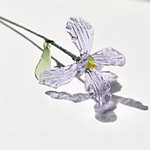 ieftine Flori Artificiale-floare din sticlă pentru luna nașterii, cadou floral din sticlă suflată manual pentru ziua de naștere, Ziua Mamei, iubită, cea mai bună prietenă, soră, bunică – cadou unic pentru ea, femei, set de