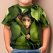 abordables Animales 3D para Niño-Chico 3D Graphic Camiseta Manga Corta Impresión 3D Verano Primavera Deportes Moda Ropa de calle Niños 5-12 años Cuello Barco Casual Diario Exterior Ajuste regular