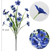 ieftine Flori Artificiale-12 pachete flori artificiale rezistente la UV, plante de exterior, care nu se decolorează, arbuști artificiali din plastic, flori artificiale de mătase, jardinieră, verandă, decorațiuni interioare
