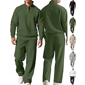 cheap Tracksuits-Men's Tracksuit Jogging Suit Workout Suits Drawstring with Pocket Solid Colored Athletic Clothing Set Fall Black White Outdoor Travel Sports Windproof Warm Breathable Long Sleeve Sport Activewear