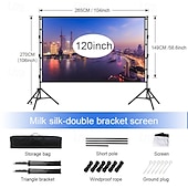 baratos Telões de Projetor &amp; Acessórios-Tela de projeção com tripé de 100 e 120 polegadas, formato 16:9 HD 4K, portátil, para uso interno e externo, com bolsa de transporte. Altura ajustável e tela de projeção sem rugas, ideal para cinema