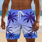 preiswerte Tropische Pflanzen &amp; Blumen-Herren Kokospalme Tropische Pflanzen Badehosen Badeanzüge Badeshorts Boardshorts Mittlere Taille Hawaiianisch Täglich Strandurlaub Seitentaschen Netzfutter Elastischer Kordelzug in der Taille Designer