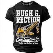  Hugh G Rection Construction Co. Kran-Wortspiel Herren-T-Shirt mit lustigem, sarkastischem Humor im Vintage-Stil, Rundhalsausschnitt, Kurzarm, Geschenk für Bauarbeiter, die härtesten Arbeiter der