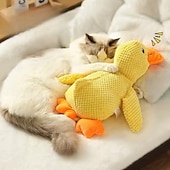 economico Giocattoli di peluche-cane che dorme con un abbraccio di cane giocattoli a forma di anatra per alleviare la noia della piccola anatra gialla bambola di peluche interattiva forniture per animali domestici