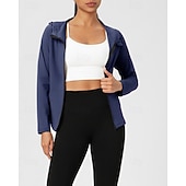 cheap Women's Shirt-Women's Solid Colored Workout Shirt Tennis Sports Jacket Long Sleeve Zipper Pocket Quick Dry Lightweight Moisture Wicking Breathable Tennis Golf Pickleball Hooded Jacket Black Pink Navy Blue Tennis