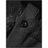 お買い得  Camisas casuais inteligentes masculinas-Men Shirt Casual Shirt Button Up Shirt Jacquard Shirt Black Short Sleeve Plain Shirt Collar Casual Daily Lace Clothing Apparel Elegant Fashion Casual