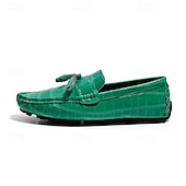 voordelige Casual loafers-Rode heren loafers met krokodillenprint en kwastjes – elegante geklede schoenen, ademend leren instapmodel – geschikt voor kantoor, avondfeesten en speciale gelegenheden