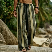 preiswerte Ethnische Hosen-Herren Geometrisch Gestreift Böhmische Hose Hosen Hose Baggy-Hosen Mittlere Taille Ethnisch Vintage-Retro Outdoor Urlaub Alltagskleidung Kordelzug Elastischer Bund Weites Bein Sommer Frühling 3D-Druck