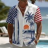  4th of July 2026 250th Men's Eagle American Flag Shirt Summer Shirt Button Up Shirt Short Sleeve Patriotic Outdoor Festival Summer Spring Turndown 3D Print Collared Shirts Blue Blue 2# Blue 1#