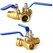 cheap Watering &amp; Irrigation-Garden Hose Splitter 2 Way Heavy Duty, Brass Faucet Adapter With Long Handle For Gardening Water Hose Shut Off Valve Hose Connector Fittings Outdoor Water Spigot Hose Bib Y Splitter