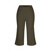 economico gamba larga e vita alta-Per donna Pantaloni capri Pantaloni da yoga Gamba larga Moda Streetwear Casual Lunghezza al polpaccio Misura del girovita medio Semplice Tasca Comodo Comodità Morbido Elasticizzato All'aperto Vacanza