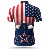  Amerika's 250e verjaardag Voor heren Uitslagbescherming Wielrenshirt Amerikaanse vlag Korte mouw Fietsen Shirt Kleding Bovenlichaam met 3 achterzakken UV-bestendig Sneldrogend Met zakken Rits Aan De