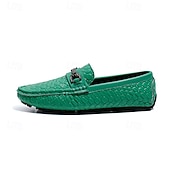 cheap Casual Loafers-Men's Yellow Croc-Embossed Bit Loafers Slip-On Lightweight Smart Casual Dress Shoes Gentleman Footwear for Parties, Banquets, Driving and Everyday Stylish Wear