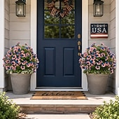  24 Inch Artificial Flower Stake Outdoor Decor, Patriotic Red White Blue Topiary Ball Trees for Independence Day, Memorial Day & 250th Anniversary , UV Resistant Heavy Duty No Fade Garden Yard Lawn Por