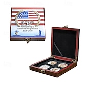  U.S. 250th Anniversary Commemorative Coin Set Coins in Collectible Gift Boxes, Patriotic Collector Coins for 1776–2026, Liberty, Bald Eagle & Historic U.S. Landmarks