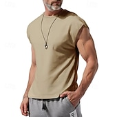 abordables Running Tee &amp; Tank Tops-Men's Solid Colored Workout Tank Top Running Tank Top Gym Tank Top Summer Spring Classic Sleeveless Quick Dry Lightweight Moisture Wicking Breathable Gym Workout Active Training Exercise Black White