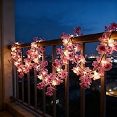 お買い得  バッテリー＆USB 屋内ライト-1.85m、35個のLEDフェアリーライトと造花（バラ、カスミソウ、ラベンダー） &amp;寝室、リビングルーム、結婚式、パーティー、階段、屋内装飾用のトランペット型の花。 &amp;点滅