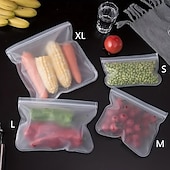 abordables Ustensiles et gadgets de cuisine-Lot de 8 sacs de conservation en silicone réutilisables, à fermeture automatique, parfaits pour les fruits, les légumes, les sandwichs et la viande – la solution idéale pour organiser votre