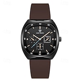 abordables Relojes de Cuarzo-Reloj de lujo para hombre, cronógrafo cuadrado de moda, reloj de pulsera de cuarzo para hombre, resistente al agua, deportivo, casual, con correa de silicona, luminoso, multifunción, correa marrón,