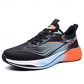 baratos Tênis de Corrida Masculinos-Tênis de corrida masculino preto e laranja - calçado esportivo leve e respirável - tênis esportivo com amortecimento para homens, ideal para corrida, treinos na academia, caminhada e atividades físicas ao ar livre.