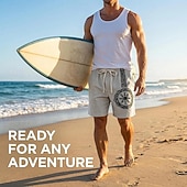 economico Vacanza-Per uomo Shorts Shorts di Lino Pantaloncini Estivi Shorts da Spiaggia Coulisse Elastico in vita Stampato Geometrico Comodità Traspirante Lunghezza al ginocchio Quotidiano All'aperto Ferie Vacanza Moda
