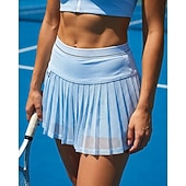 baratos Saias e Skorts Femininos-Mulheres Cor Sólida Saia casual Saias de tênis com shorts Saia Esportiva Bolsos Cintura elástica Esportivo Leve Esticar Pavio Humido Respirável Tênis Golfe Corrida Saias Preto Azul Marinho Café
