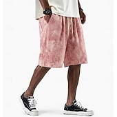cheap Casual Shorts-Men's Shorts Casual Shorts Textured Shorts Pocket Elastic Waist Plain Abstract Comfort Breathable Knee Length Casual Outdoor Beach Vacation Fashion Pink Apricot Stretchy