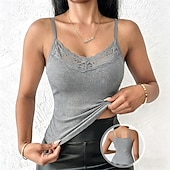 preiswerte Spitzenoberteile-Damen Camisole-Tanktop Textur Spitzenbesatz Elegant Ärmellos Rundausschnitt Normale Oberteile Lässig Täglich Schwarz Weiß Grau Sommer Frühling