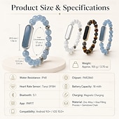 levne Chytré hodinky-Elegantní chytrý náramek pro ženy, fitness tracker ve stylu šperků s perleťově bílým korálkovým designem, stylový tracker aktivit pro každodenní pohodu, módní chytrý náramek s šperky, dárek pro ni