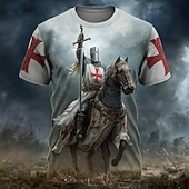  Hombre Caballo Caballeros templarios Cruz Camiseta Manga Corta Camiseta Impresión 3D Cuello Barco Camisa Religioso Calle Fiesta oscura Azul Piscina Azul 2# Azul 1# Todas las Temporadas Ropa S M L XL