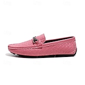 cheap Casual Loafers-Men's Yellow Croc-Embossed Bit Loafers Slip-On Lightweight Smart Casual Dress Shoes Gentleman Footwear for Parties, Banquets, Driving and Everyday Stylish Wear