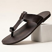 billiga Inneskor och flip-flops till herrar-Herrsandaler med brun tå, mjuka, lätta och bekväma sommarskor för strandresor, kustnära fritid och varma väderförhållanden