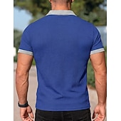abordables Polo classique pour homme-Homme Chemises Polo Gaufre Polo Occasionnel Rue Revers Manche Courte Basique Moderne Bloc de Couleur Avec Poches Poids Léger Été Printemps Coupe régulière Noir Blanche Bleu Roi Vert Kaki Chemises